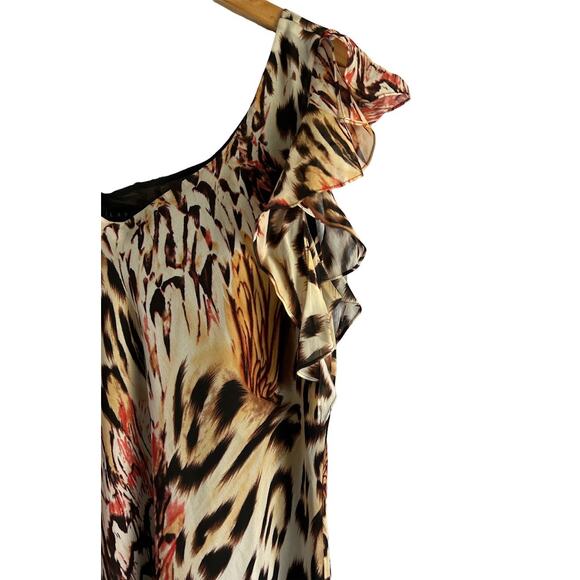 Lapis Vintage Size 1X 100% Silk Y2K Animal Print Handkerchief Hem Maxi Dress - Picture 4 of 7